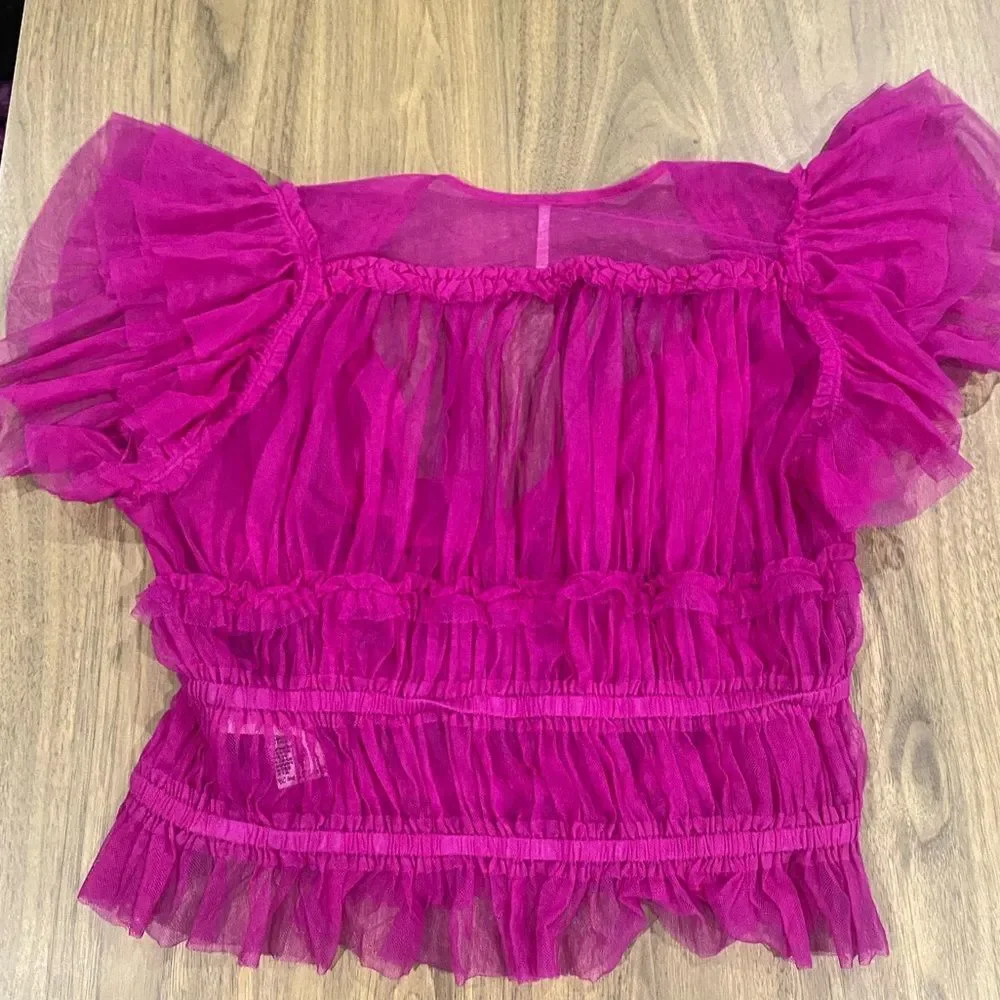 Free People Pink Ruffled Top - Picture 5 of 9